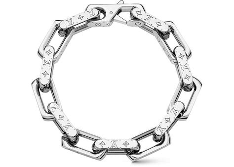 Louis Vuitton Chain Bracelet Engraved Monogram Silver 